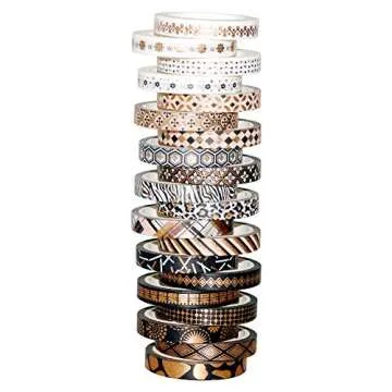 YUBBAEX Washi Tape Set Black Gold Foil 20 Rolls for Crafts