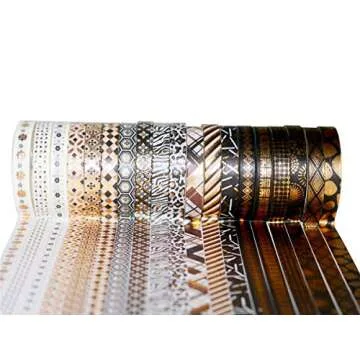 YUBBAEX Washi Tape Set Black Gold Foil 20 Rolls for Crafts