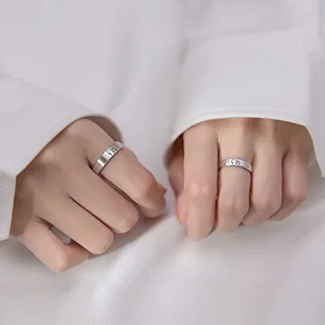 Sterling Silver Cat Couple Rings - Adjustable Love Set