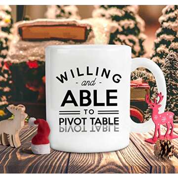 Bobby Creativity Willing and Able To Pivot Table Mug, 11 oz Ceramic White Coffee Mugs, Funny Data Nerd Coffee Tea Cups, Best Cool Spreadsheet Geeks Ever, New Year Gifts, Worlds Greatest Drinkware