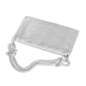 YUWITA Silver Rhinestone Evening Purse