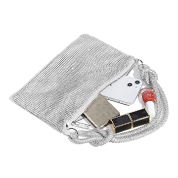 YUWITA Silver Rhinestone Evening Purse