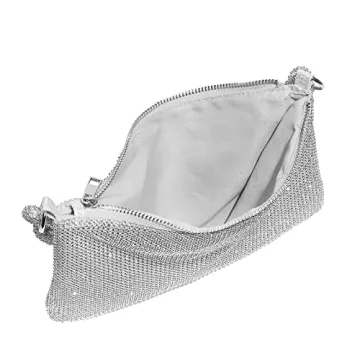 YUWITA Silver Rhinestone Evening Purse