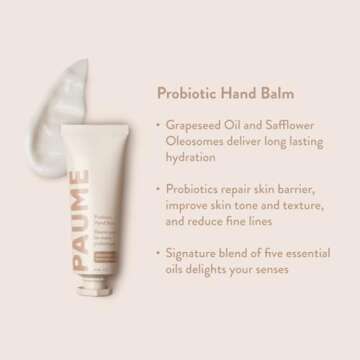 PAUME Probiotic Hand Balm, Non-Greasy, Fast Absorbing, Long Lasting Hydration, Improve Skin Tone, 2 oz