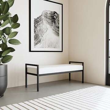 HomePop Modern Metal Bench|Bench for Living Room & Bedroom | Decorative Home Furniture - Cream Boucl...