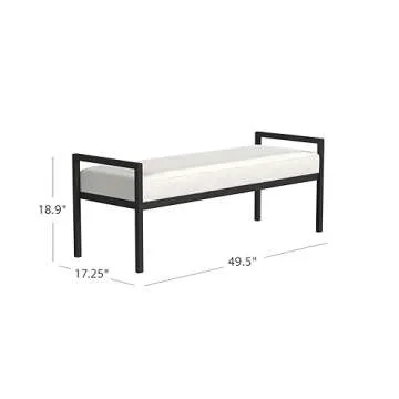 HomePop Modern Metal Bench|Bench for Living Room & Bedroom | Decorative Home Furniture - Cream Boucle