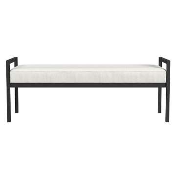 HomePop Modern Metal Bench|Bench for Living Room & Bedroom | Decorative Home Furniture - Cream Boucle
