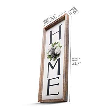 Besuerte HOME Sign Wall Decor, Modern Farmhouse Hanging Wall Art Plaque Gallery with Felt Flower for...