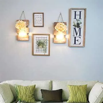 BeSuerte Modern Farmhouse HOME Sign with Felt Flower