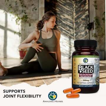 Amazing Herbs Premium Black Seed Oil Capsules - Gluten Free, Non GMO, Cold Pressed Nigella Sativa Aids in Digestive Health, Immune Support, Brain Function - 90 Count, 500mg (Pack of 2)