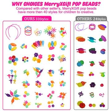 Pop Beads - 550+Pcs DIY Jewelry Making Kit for Toddlers 3,4,5,6,7,8 Year Old, Kids Snap Beads Set Art and Crafts Creativity Toys for Girls Birthday Gifts