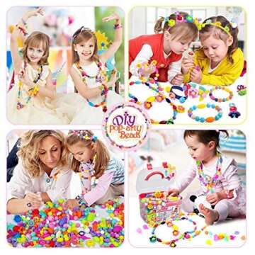 Pop Beads - 550+Pcs DIY Jewelry Making Kit for Toddlers 3,4,5,6,7,8 Year Old, Kids Snap Beads Set Art and Crafts Creativity Toys for Girls Birthday Gifts