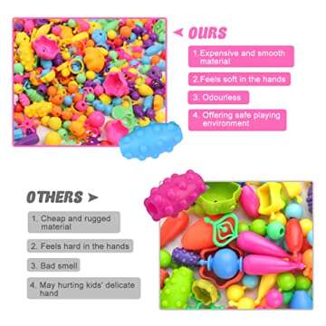 Pop Beads - 550+Pcs DIY Jewelry Making Kit for Toddlers 3,4,5,6,7,8 Year Old, Kids Snap Beads Set Art and Crafts Creativity Toys for Girls Birthday Gifts
