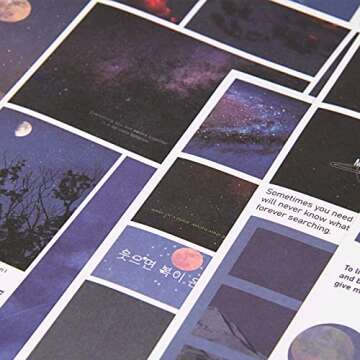 Dizdkizd Blue Celestial Stickers for Journaling, 50 Sheets Galaxy Space Moon Star Planner Stickers for Bullet Journal DIY Crafts Album Notebook (Galaxy)