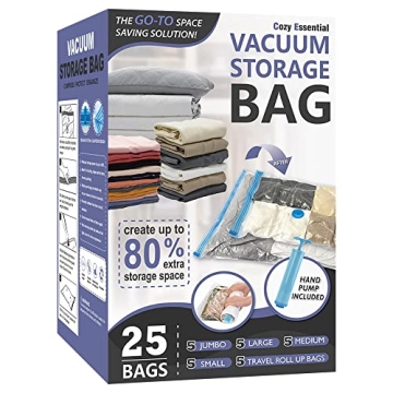 Versatile 25 Pack Space Saver Bags for Storage and Travel