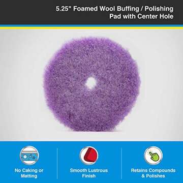 Wool Buffing Pad for Standard Duty Orbital (1 Pack, 5.25"), Premium Polishing Pads - Car Polishing K...