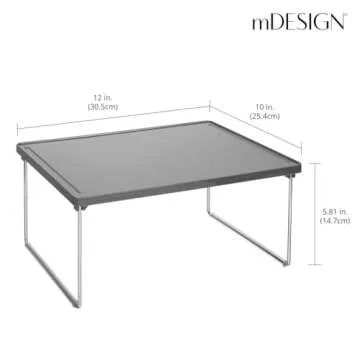 mDesign Metal Stacking Storage Organization for Shelves Inside Closet in Bedroom, Bathroom, Hall, Entryway - Organizer Stand for Clothing, Linen, Household Items, Ligne Collection, 4 Pack, Dark Gray