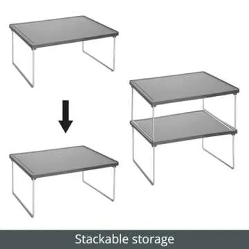 mDesign Metal Stacking Storage Organization for Shelves Inside Closet in Bedroom, Bathroom, Hall, Entryway - Organizer Stand for Clothing, Linen, Household Items, Ligne Collection, 4 Pack, Dark Gray