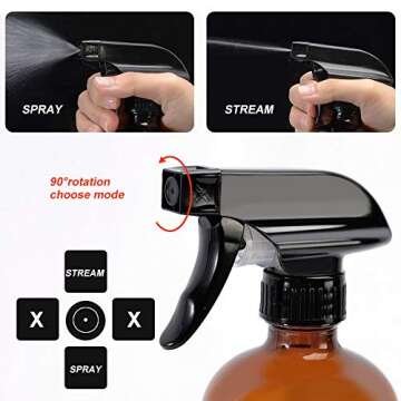 2 Pack Refillable Amber Glass Spray Bottles with Sprayers