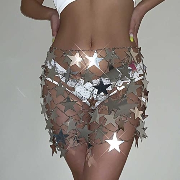 Aksod Sexy See Through Star Sequins Skirt for Women