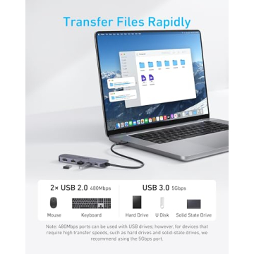 5-in-1 Anker USB-C Hub with 90W Charging, 4K HDMI