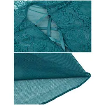 Klier Women Lingerie Sexy Chemise Dark Green Babydoll Set