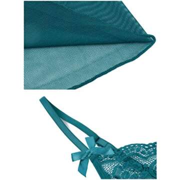 Klier Women Lingerie Sexy Chemise Dark Green Babydoll Set