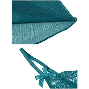 Klier Women Lingerie Sexy Chemise Dark Green Babydoll Set