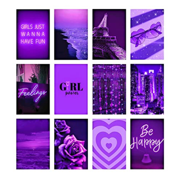 WOONKIT Purple Posters for Room Aesthetic, Purple Pictures Wall Room Bedroom Dorm Decor, Room Decor ...
