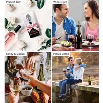 Cheers Silver Tropical Leaf Metal Wine Stopper - Elegant Vacuum Seal Reusable Jungle Leaves Wine Bottle Stopper Airtight Leak Proof Bottle Topper Cork Plug, Home Decor & Bar Tool Accessory Unique Gift