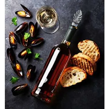 Cheers Silver Tropical Leaf Metal Wine Stopper - Elegant Vacuum Seal Reusable Jungle Leaves Wine Bottle Stopper Airtight Leak Proof Bottle Topper Cork Plug, Home Decor & Bar Tool Accessory Unique Gift