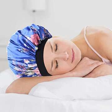 4 Pack Satin Sleeping Caps for Comfortable Night Sleep