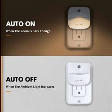 LuxLumin LED Night Light, Lights Plug into Wall with Dusk-to-Dawn Sensor, Automatically Turn on and ...