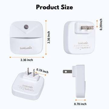 LuxLumin LED Night Light, Lights Plug into Wall with Dusk-to-Dawn Sensor, Automatically Turn on and Off,Night Light for Kids,Bedroom,Bathroom,Stairs,Warm White, 6 Packs