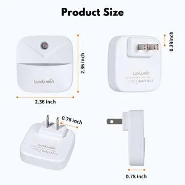 LuxLumin LED Night Light, Lights Plug into Wall with Dusk-to-Dawn Sensor, Automatically Turn on and Off,Night Light for Kids,Bedroom,Bathroom,Stairs,Warm White, 6 Packs