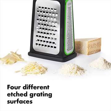OXO Good Grips Etched Box Grater with Removable Zester, 4.5"L x 3.4"W x 12"H, Steel