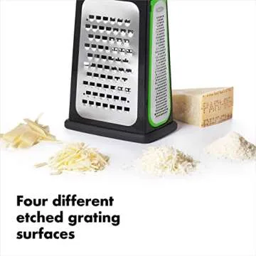 OXO Good Grips Etched Box Grater with Removable Zester, 4.5"L x 3.4"W x 12"H, Steel