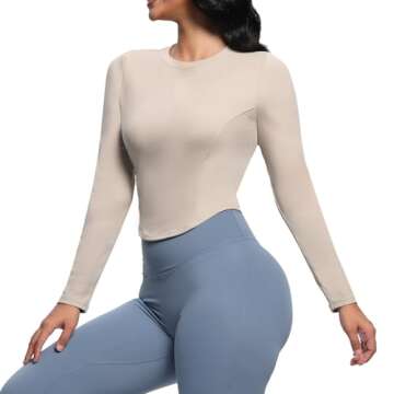 Aoxjox Long Sleeve Workout Crop Top for Women