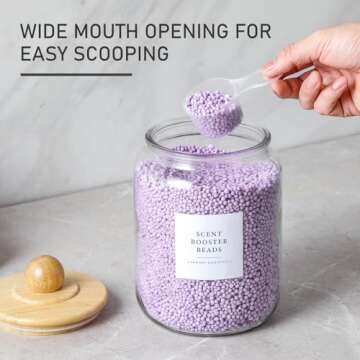 4 Pack Glass Jars with Bamboo Lids and Labels, Glass Containers for Laundry Room Organization and Storage, Half Gallon Airtight Glass jars Holder for Laundry Detergent, Pods, Scent Booster Beads