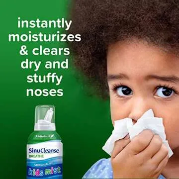 SinuCleanse Sterile Saline Kids Nasal Spray, Ultra Fine Mist, Instantly Moisturizes Dry, Stuffy Noses, Safe for Newborns & Up, 4.5 Oz (2 Pack), Made in USA
