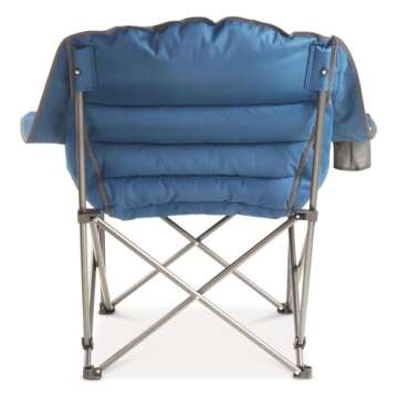 Guide Gear Oversized Extra Large Padded Camping Chair, Portable, Folding, Large Camp Lounge Chairs for Outdoor, Adults, Men and Women, Heavy-Duty 400 Pound Capacity, with Cup Holder Blue