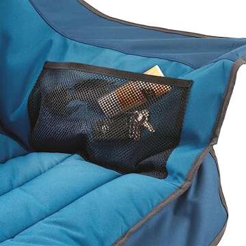 Guide Gear Oversized Extra Large Padded Camping Chair, Portable, Folding, Large Camp Lounge Chairs for Outdoor, Adults, Men and Women, Heavy-Duty 400 Pound Capacity, with Cup Holder Blue