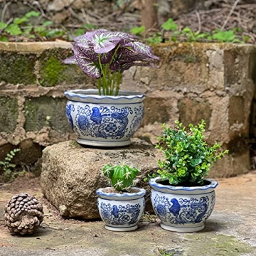 Elegant HakkaGirl Blue and White Porcelain Flower Pots