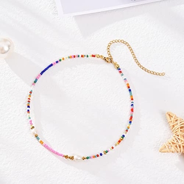 Stylish Colorful Beaded Necklace with Pearls