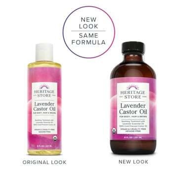 Heritage Store Lavender Castor Oil, Organic, Soothing Treatment with Lavender Essential Oil, Deep Hy...