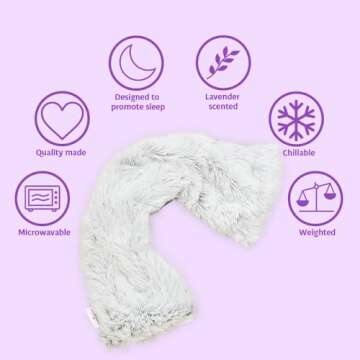 Warmies Marshmallow Gray Microwavable Therapeutic Neck Wrap Lavender Scented, Chill in a Freezer for Cooling Relief