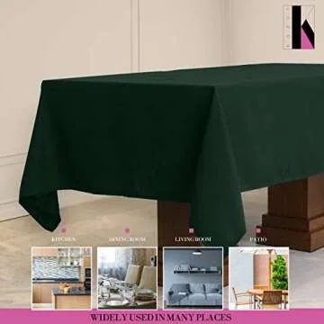 Kadut Rectangle Tablecloth (60 x 84 Inch) Hunter Green Rectangular Table Cloth for 5 Foot Table | Heavy Duty | Stain Proof Table Cloth for Parties, Weddings, Kitchen, Wrinkle-Resistant Table Cover