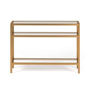 Henn&Hart 42" Wide Rectangular Console Table in Brass, Entryway Table, Accent Table for Living Room, Hallway