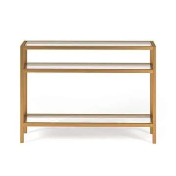 Henn&Hart 42" Wide Rectangular Console Table in Brass, Entryway Table, Accent Table for Living Room, Hallway