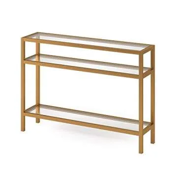 Henn&Hart 42" Wide Rectangular Console Table in Brass, Entryway Table, Accent Table for Living Room, Hallway